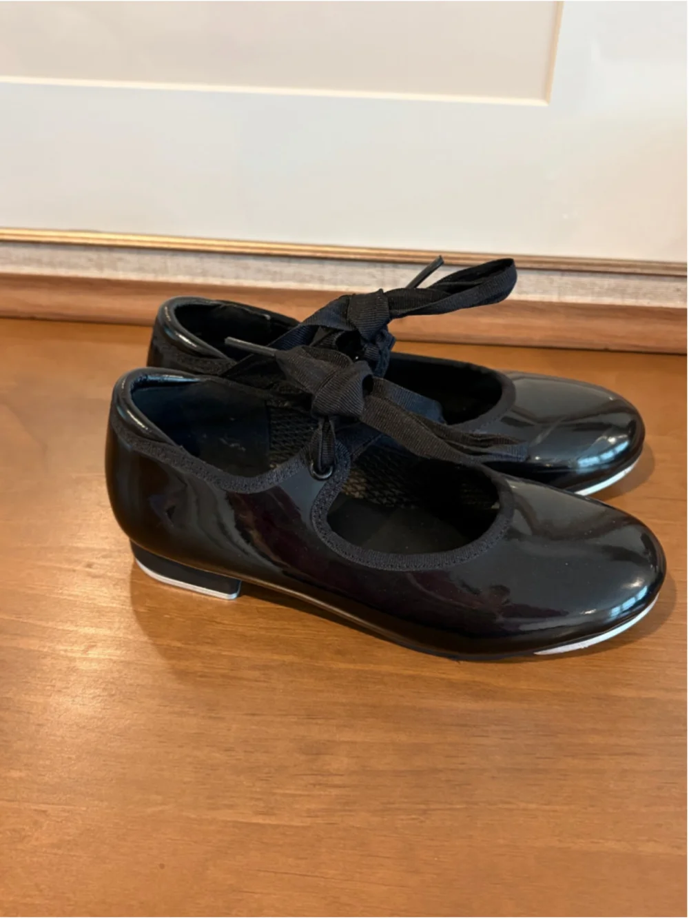 Girls Black Patent Leather Tap Shoes Size 10C Dance Class Mary Jane Style